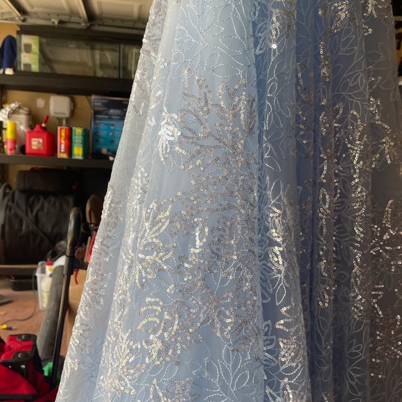 light blue with silver design prom dress, worn only once with no alterations ! - Picture 4 of 7